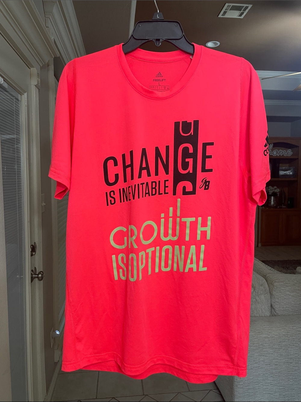 Adidas Mens L Neon Pink Graphic Motivational T Shirt - Picture 6 of 13